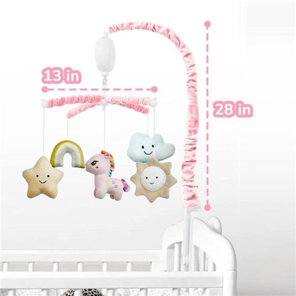 Baby Crib Mobile for Girls with 3 Modes Musical Box,12 Lullabies, Pink, Nursery - Picture 2 of 5